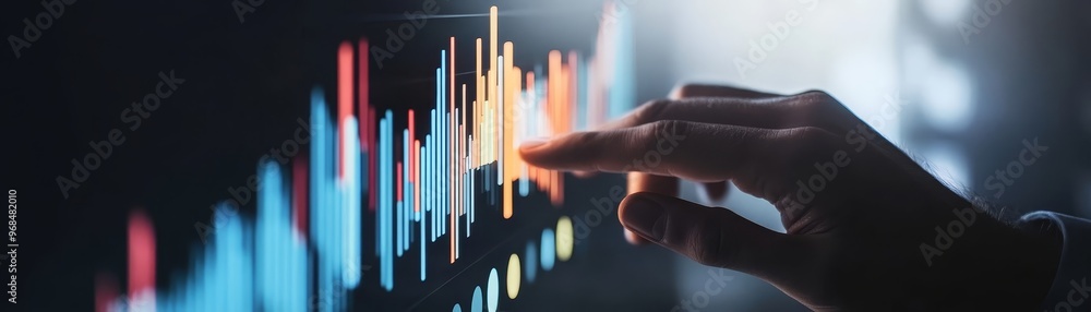 Obraz premium Hand Interacting with Financial Data on Digital Screen