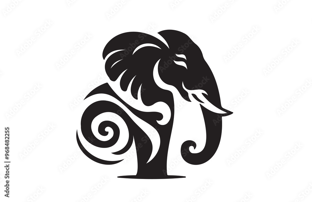 Fototapeta premium Elephant vector illustration of silhouettes