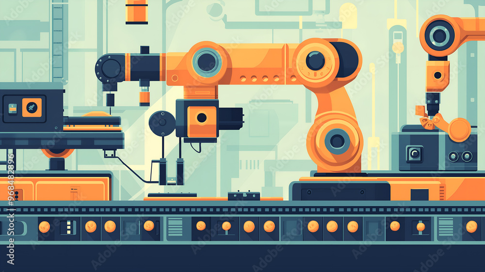 illustration of a robot arm machine illustration of a robot arm machine