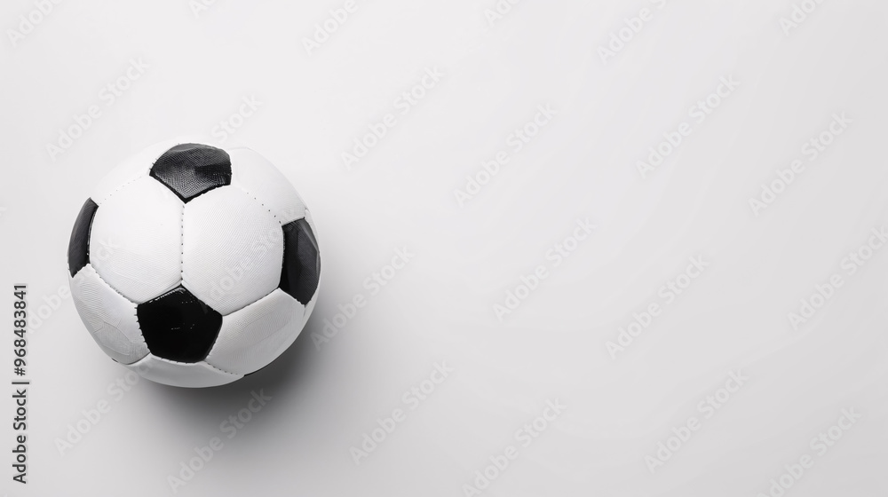 White with black soccer ball on a white background, classic design. White with black soccer ball on a white background, classic design.