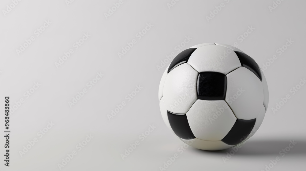 White with black soccer ball on a white background, classic design. White with black soccer ball on a white background, classic design.