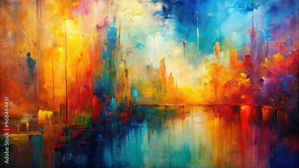 Naklejka premium Abstract oil painting with unique textures and vibrant colors on canvas, abstract, oil painting, texture, canvas