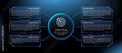 Futuristic infographic with transparent charts