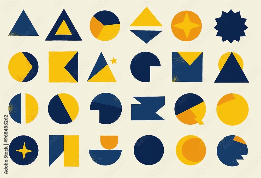 Abstract Geometric Background: Blue and Yellow Color Palette