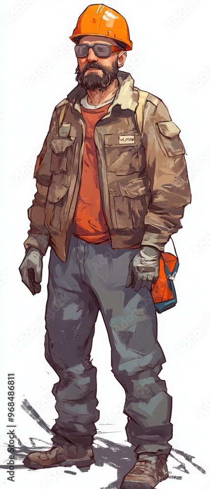 A rugged construction worker in a hard hat and safety gear, showcasing strength and determination on the job site. A rugged construction worker in a hard hat and safety gear, showcasing strength and determination on the job site.