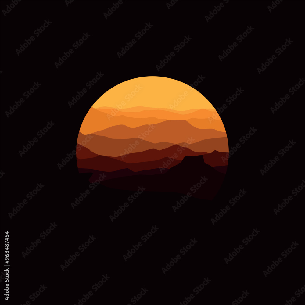 Nature landscape illustration in circle shape. Nature landscape illustration in circle shape.