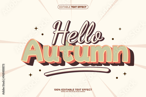 Hello Autumn, Editable text Effect Vintage Retro Style