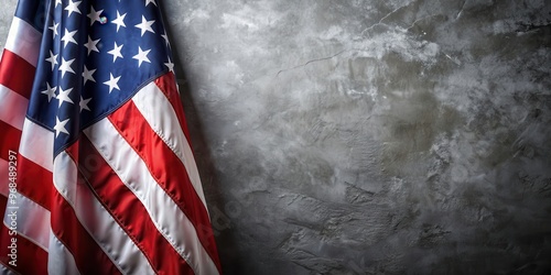 USA flag on grey background, patriotic, United States, American, stars and stripes, red white and blue, pride