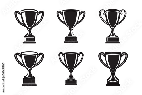 Gold trophy icon silhouette vector art illustration