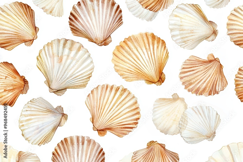 A beautiful collection of seashells arranged in a seamless pattern, showcasing their natural textures and colors. A beautiful collection of seashells arranged in a seamless pattern, showcasing their natural textures and colors.