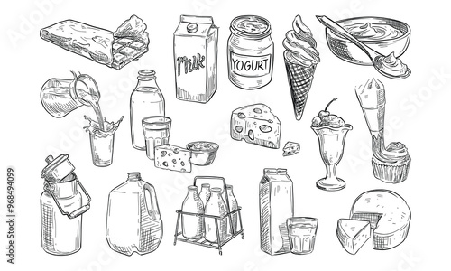 dairy product handdrawn collection