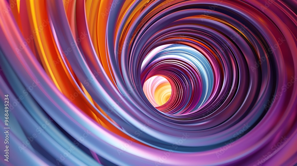 A swirling 3D abstract composition with bright, gradient-colored ribbons forming a vortex, drawing the viewer's eye toward the center of the piece. 8k UHD, suitable for high-quality printing A swirling 3D abstract composition with bright, gradient-colored ribbons forming a vortex, drawing the viewer's eye toward the center of the piece. 8k UHD, suitable for high-quality printing