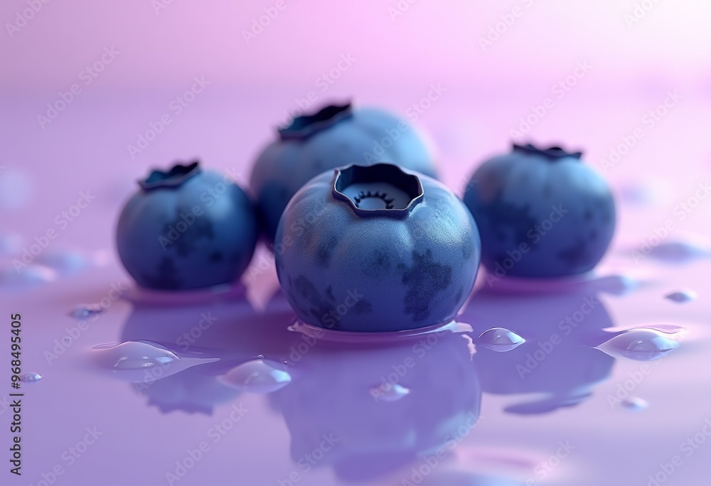 8K Blueberry Macro: Sparkling Water and Mirror Reflections 8K Blueberry Macro: Sparkling Water and Mirror Reflections