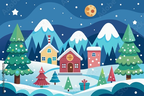 winter landscape with christmas tree