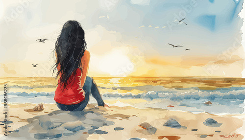Contemplative solitude at the beach