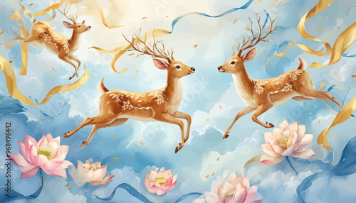 Deer Duo: A Graceful Encounter in a Dreamy Forest