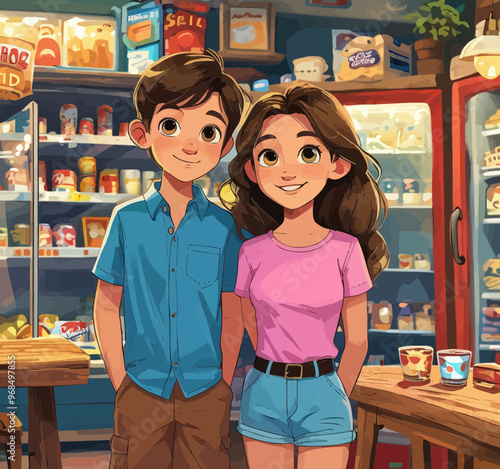 Friendly Smiles in a Grocery Store