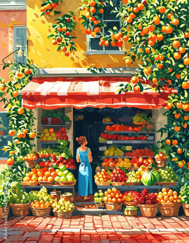Fruit Market Bounty: A Vibrant Display of Seasonal Produce