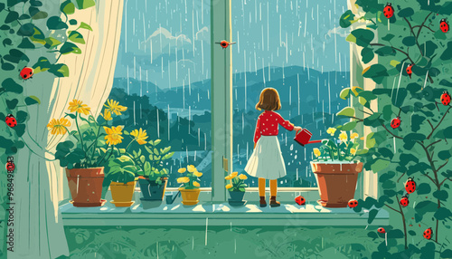 Gardening in the Rain: A Little Girl's Daydream