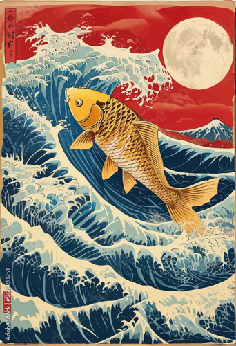 Goldfish Surfing the Waves