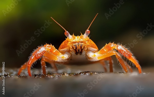 A vibrant close-up of an orange crab, showcasing intricate details and textures, perfect for nature and wildlife enthusiasts.