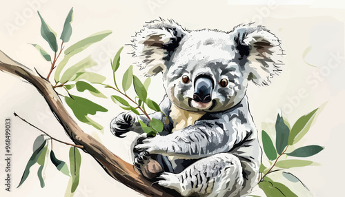 Koala Climbing Tree Branch