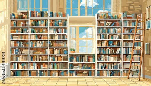 Librarian's Paradise: A Room of Books and a Ladder to Reach Them