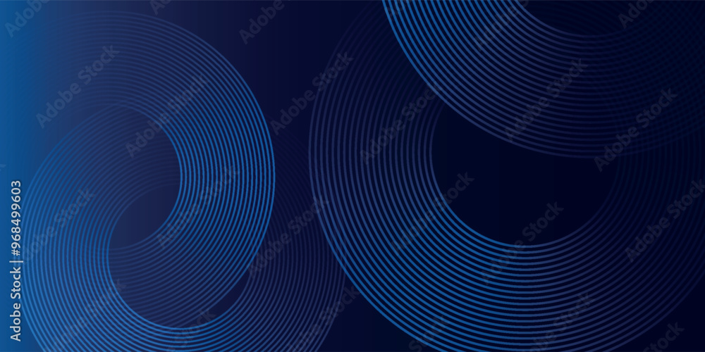 Abstract blue glowing geometric lines on dark blue background. Modern shiny blue circle lines pattern. Futuristic technology concept. Suit for cover, poster, Abstract blue glowing geometric lines on dark blue background. Modern shiny blue circle lines pattern. Futuristic technology concept. Suit for cover, poster,