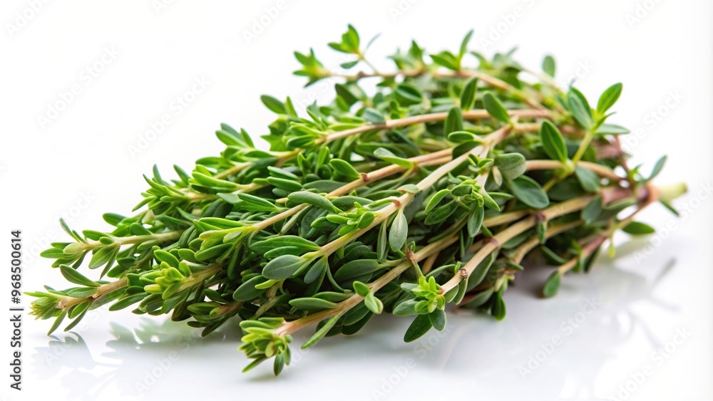 Fresh thyme herb isolated on the white background Macro, natural, nature, plant, aromatic herb, culinary, aromatic, organic,fresh thyme, leaves, closeup, isolated, ingredient