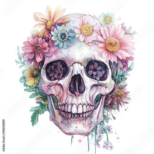 Skull with Flowers  photo