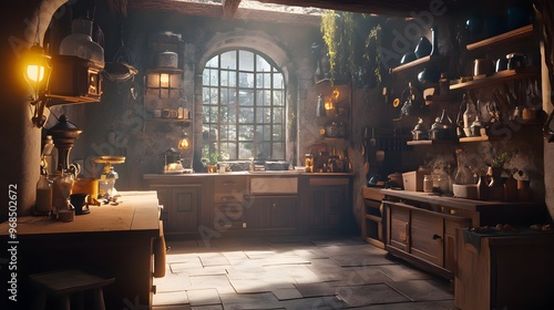 A Rustic Kitchen Interior with a Magical Vibe photo