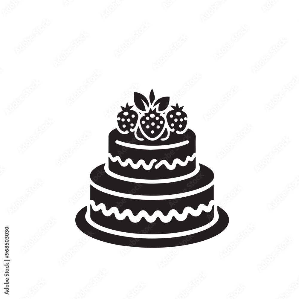 Cake silhouette. Cake vector illustration isolated on white background. Cake silhouette. Cake vector illustration isolated on white background.