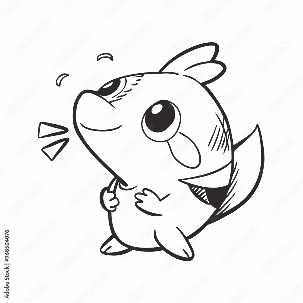 Obraz premium fishcartoon, animal, vector, illustration, fish, art, funny, mammal, cat, drawing, character, elephant, fun, sea, cute, kitten, dog, design, smile, pet, monster, baby, wildlife, water, child