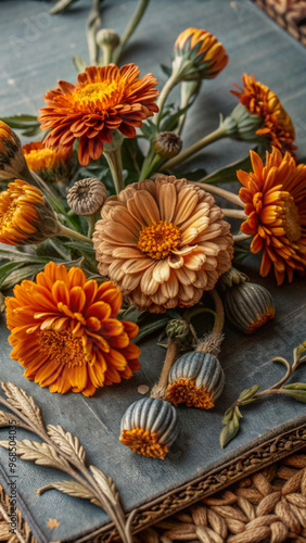 autumn still lifeflower, flowers, nature, yellow, plant, garden, orange, summer, bouquet, blossom, flora, daisy, floral, beauty, spring, color, marigold, bunch, petal, autumn, closeup, bright, colorfu photo