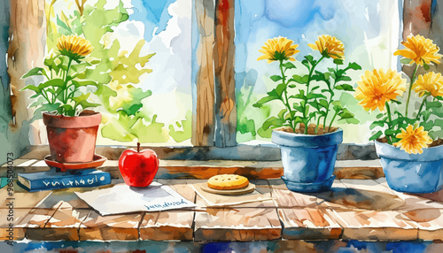 Vibrant Flower Arrangement on Window Sill