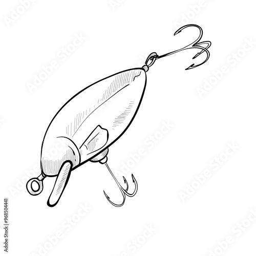 fishing hook handdrawn illustration