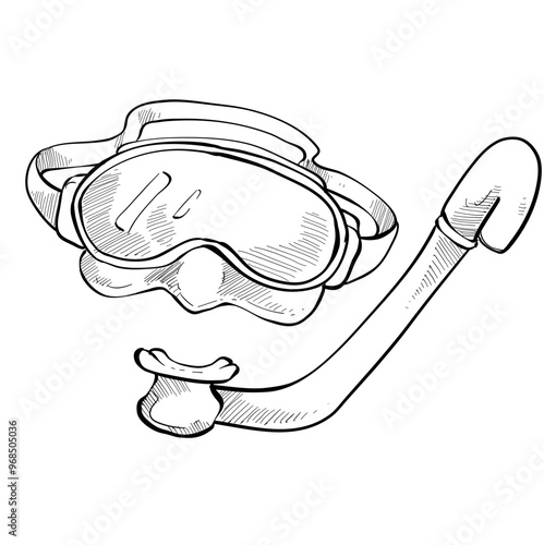 diver mask snorkel handdrawn illustration