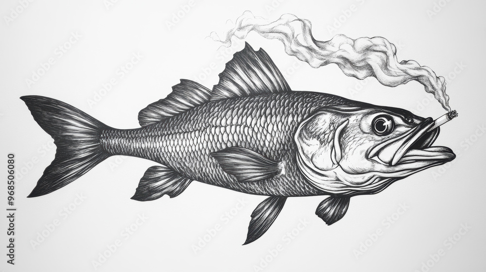 Obraz premium Smoking Fish Illustration.