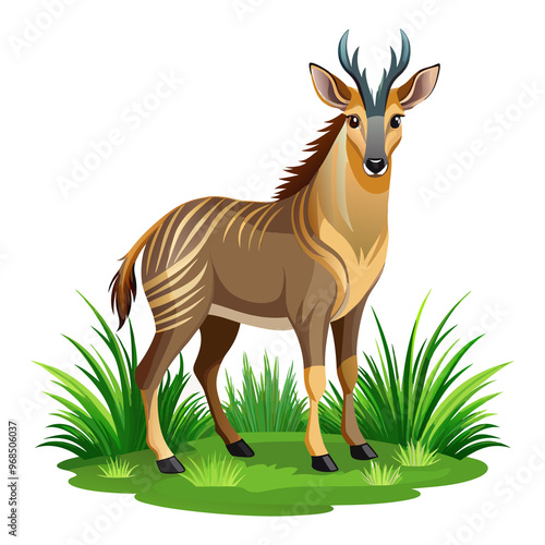 Nilgai Antelope standing on green grass vector illustrations Stock Photos Images generated Ai photo