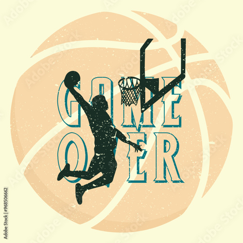 Vintage college varsity basketball champs league slogan print with grunge texture for graphic tee t shirt or sweatshirt hoodie - Vector