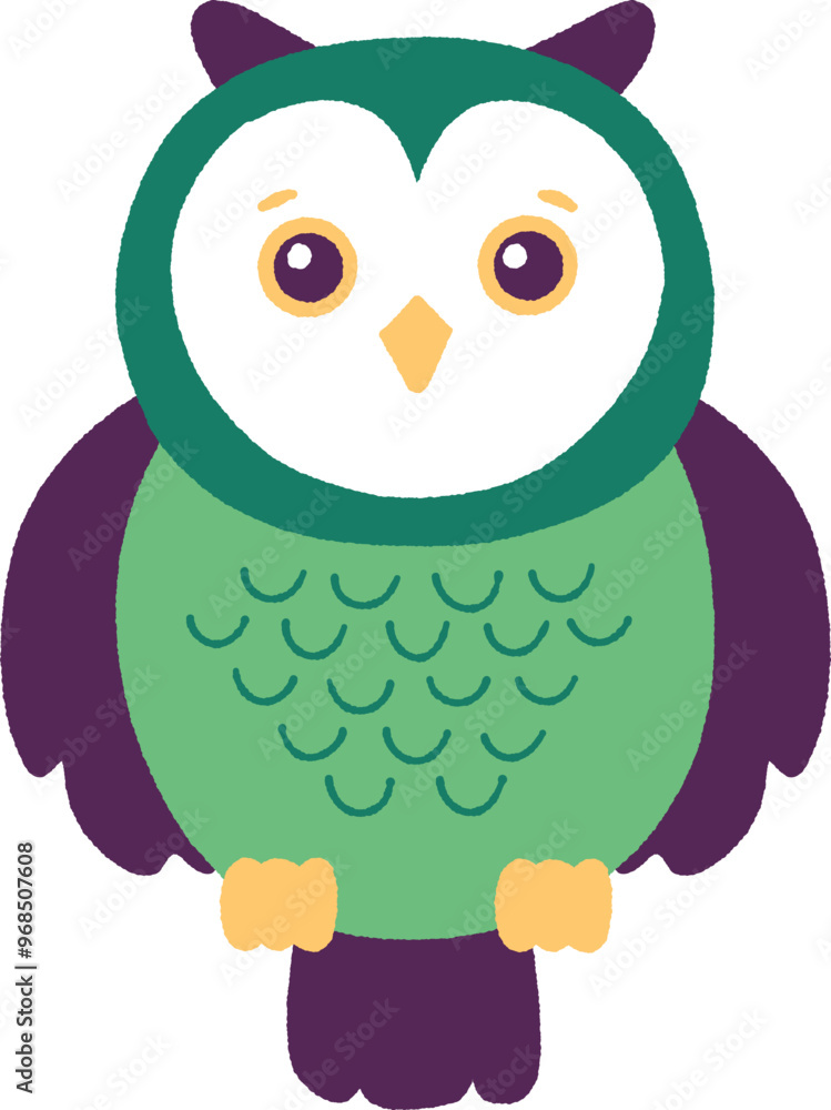 Fototapeta premium Cute Owl Bird Animal Halloween Clipart Illustration