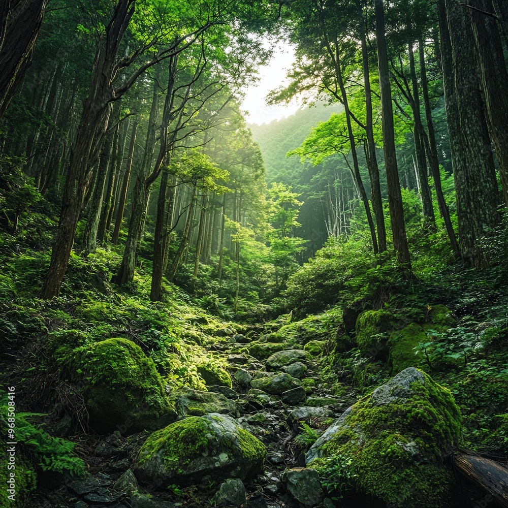 Fototapeta premium Beautiful forest in rural Japan.