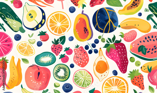 fruits and vegetable herbal concept for background or 2d illustrator cartoon.