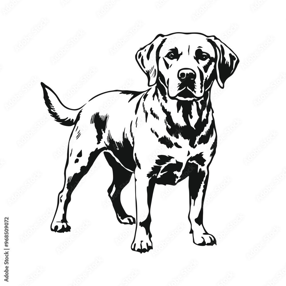 Fototapeta premium Labrador Retriever stencil vector hand drawn illustration