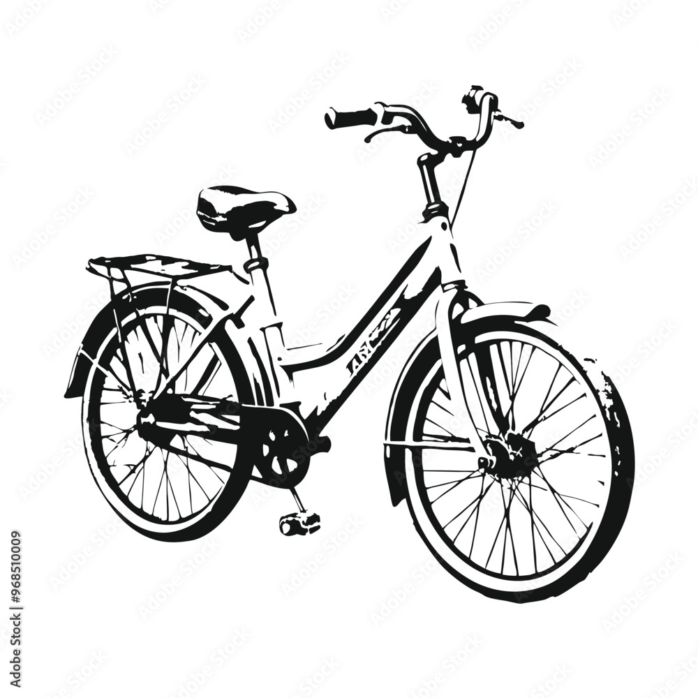 Fototapeta premium bicycle stencil vector hand drawn illustration