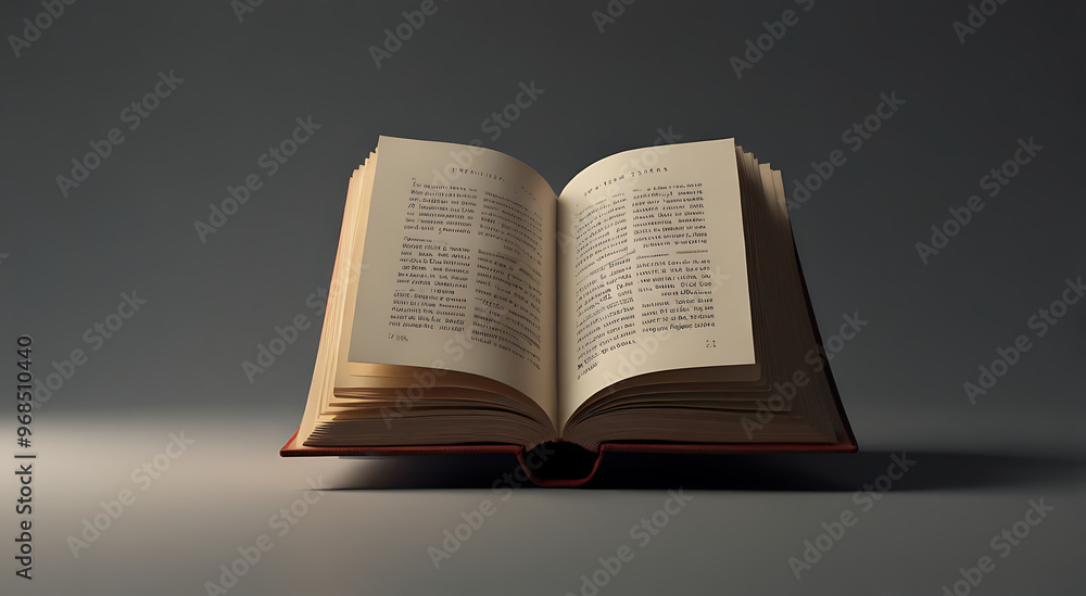 Fototapeta premium A minimal illustration of a book with its pages slightly open, casting a soft shadow. The book is depicted with clean lines and a plain background, representing knowledge and discovery
