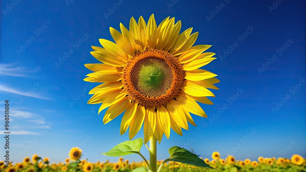 eye-catching, nature, bright, tall, plant, A close up shot of a vibrant sunflower standing tall against a clear blue sky adding a cheerful and natural touch to any project or design eye-catching, nature, bright, tall, plant, A close up shot of a vibrant sunflower standing tall against a clear blue sky adding a cheerful and natural touch to any project or design