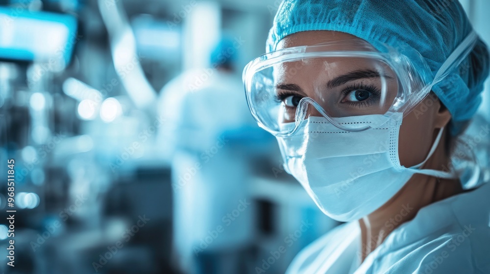 A doctor in a cutting-edge medical research facility, close-up, focus on advanced technology, modern and brigh A doctor in a cutting-edge medical research facility, close-up, focus on advanced technology, modern and brigh