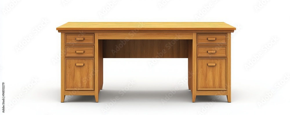 A stylish wooden desk with multiple drawers, perfect for home or office use, offering ample workspace and elegant design. A stylish wooden desk with multiple drawers, perfect for home or office use, offering ample workspace and elegant design.