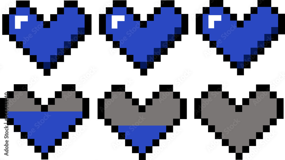 Fototapeta premium Game, Heart, Life, HP, Pixel art, Cute, RPG, Old